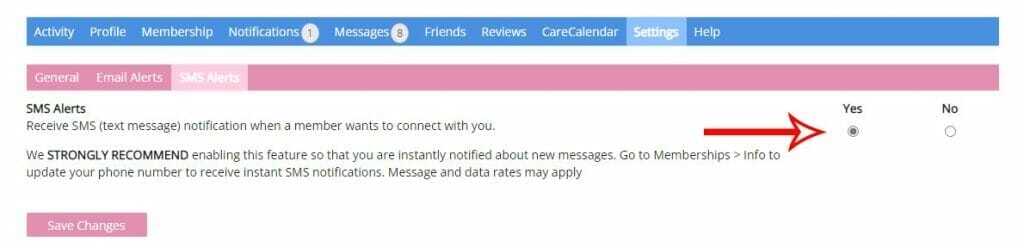 Checking if SMS Alerts is enable copy