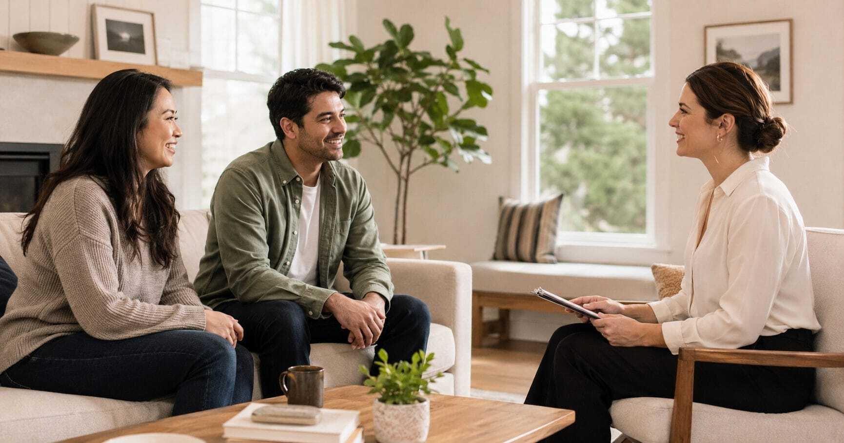 Parents interviewing a professional nanny during their family’s nanny search
