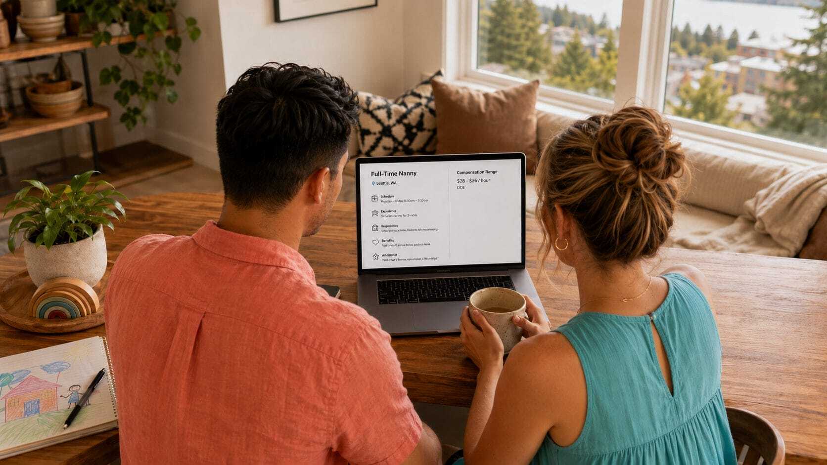 What Does a Nanny Really Cost in Seattle? (2026 Family Guide) 2 Parent reviewing nanny job compensation range before posting a childcare position